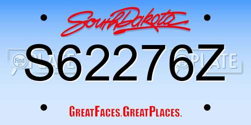 S62276Z South Dakota License Plate