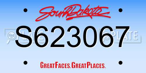 S623067 South Dakota License Plate