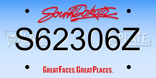 S62306Z South Dakota License Plate