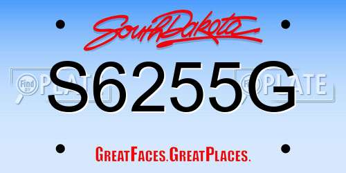 S6255G South Dakota License Plate