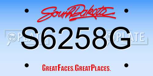 S6258G South Dakota License Plate