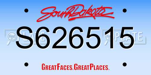 S626515 South Dakota License Plate