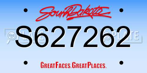 S627262 South Dakota License Plate