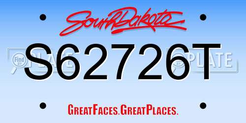 S62726T South Dakota License Plate