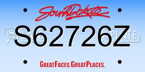 S62726Z South Dakota License Plate