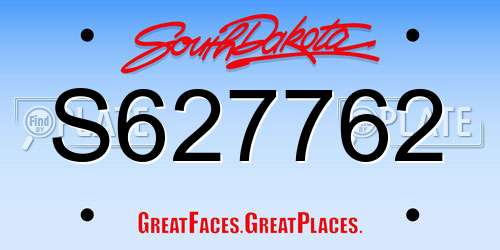 S627762 South Dakota License Plate
