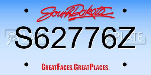 S62776Z South Dakota License Plate