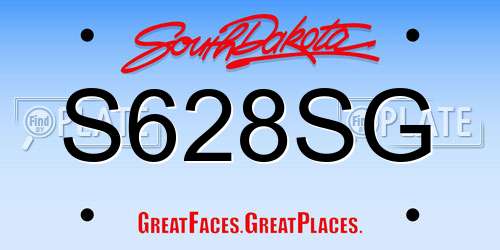 S628SG South Dakota License Plate
