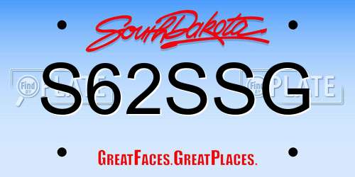 S62SSG South Dakota License Plate