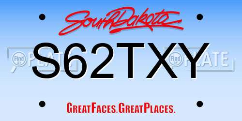 S62TXY South Dakota License Plate
