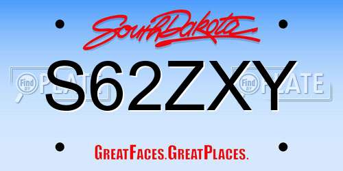 S62ZXY South Dakota License Plate