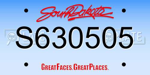 S630505 South Dakota License Plate