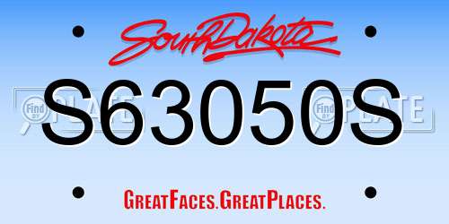 S63050S South Dakota License Plate