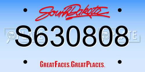 S630808 South Dakota License Plate