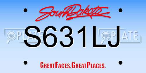 S631LJ South Dakota License Plate