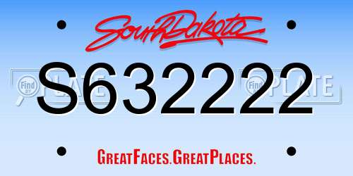 S632222 South Dakota License Plate