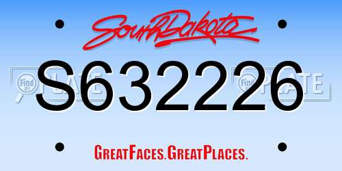 S632226 South Dakota License Plate