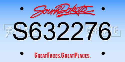 S632276 South Dakota License Plate