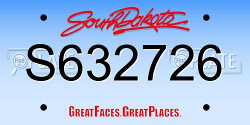 S632726 South Dakota License Plate