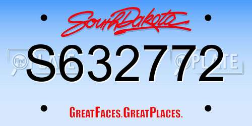 S632772 South Dakota License Plate