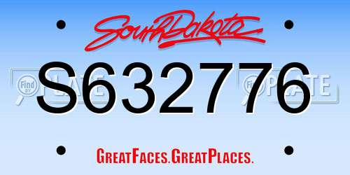 S632776 South Dakota License Plate