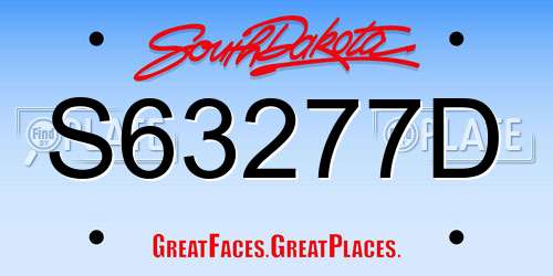 S63277D South Dakota License Plate