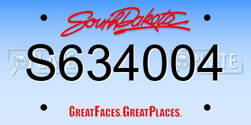S634004 South Dakota License Plate