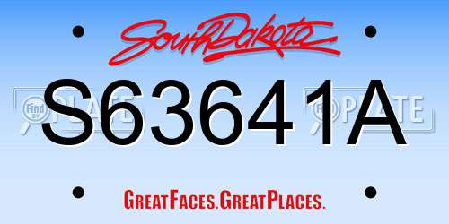 S63641A South Dakota License Plate