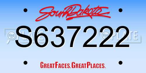 S637222 South Dakota License Plate