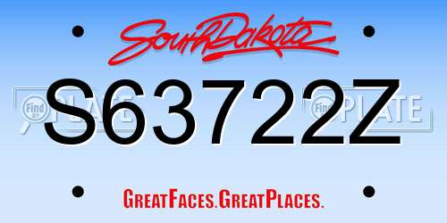S63722Z South Dakota License Plate