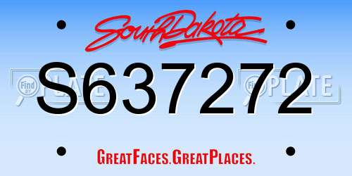 S637272 South Dakota License Plate