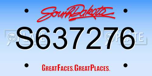 S637276 South Dakota License Plate