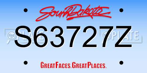 S63727Z South Dakota License Plate