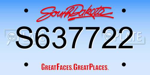 S637722 South Dakota License Plate