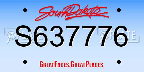 S637776 South Dakota License Plate