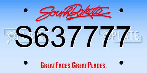 S637777 South Dakota License Plate