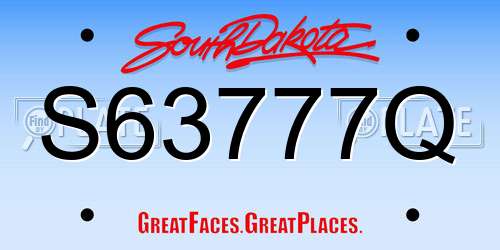 S63777Q South Dakota License Plate