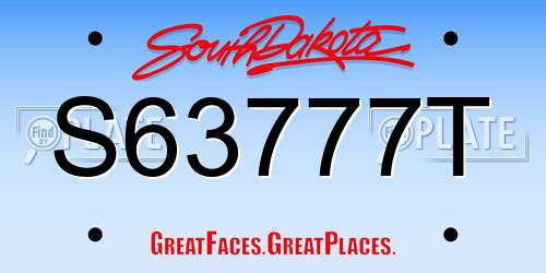 S63777T South Dakota License Plate