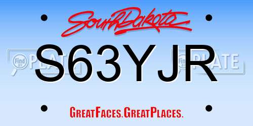 S63YJR South Dakota License Plate