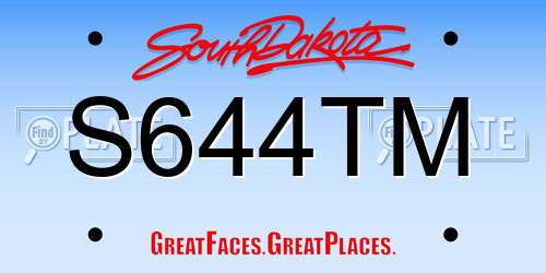 S644TM South Dakota License Plate