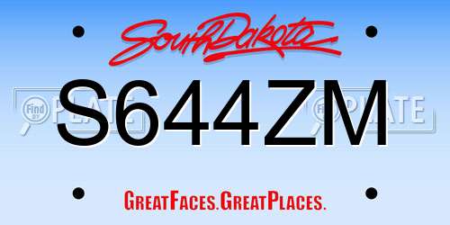 S644ZM South Dakota License Plate