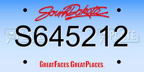 S645212 South Dakota License Plate
