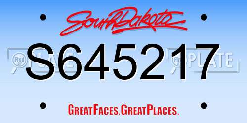 S645217 South Dakota License Plate