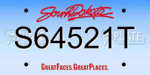 S64521T South Dakota License Plate