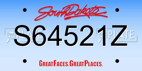 S64521Z South Dakota License Plate