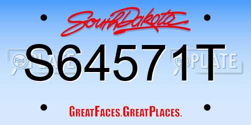 S64571T South Dakota License Plate