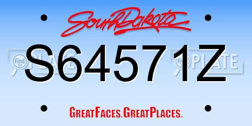 S64571Z South Dakota License Plate