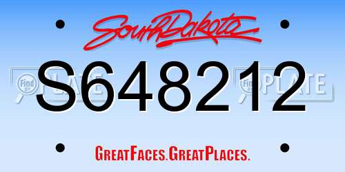 S648212 South Dakota License Plate
