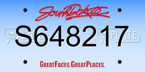 S648217 South Dakota License Plate