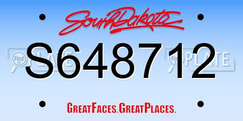 S648712 South Dakota License Plate
